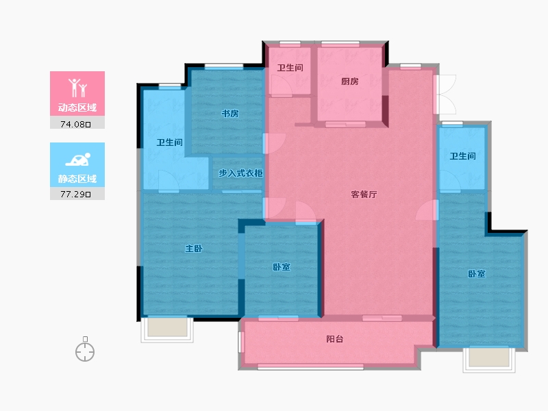 河南省-郑州市-新城玺樾门第-136.12-户型库-动静分区