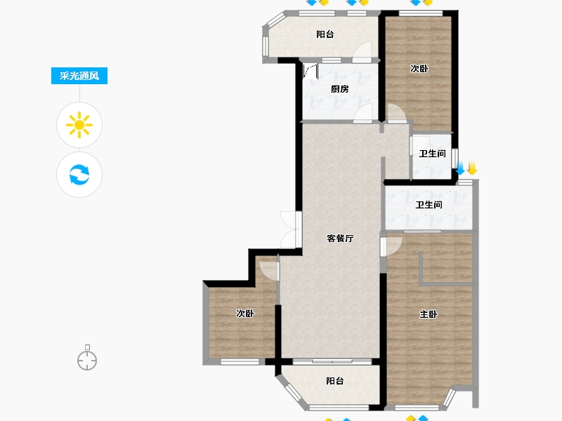 湖南省-长沙市-富兴时代御城-161.83-户型库-采光通风