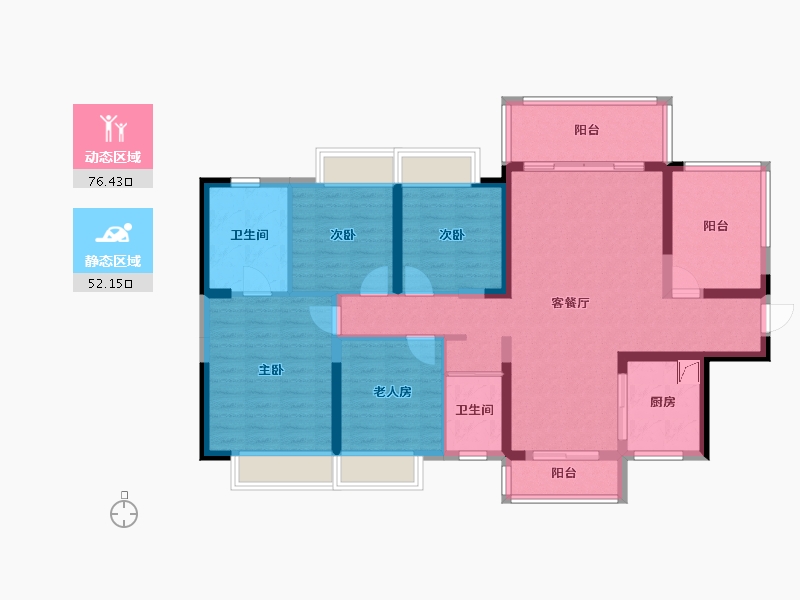 广西壮族自治区-贺州市-碧桂园滨江一号-117.00-户型库-动静分区