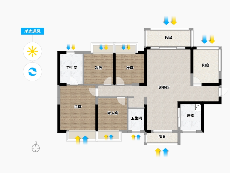 广西壮族自治区-贺州市-碧桂园滨江一号-117.00-户型库-采光通风