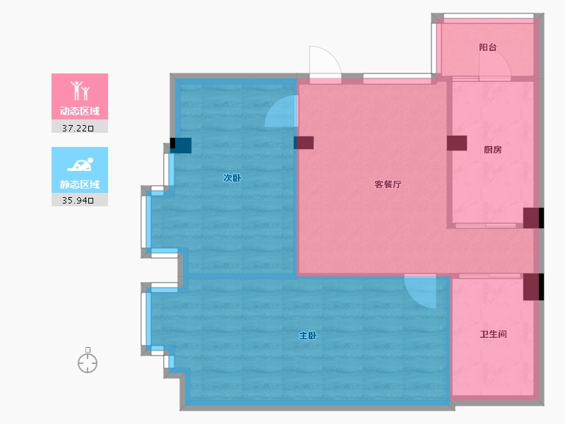 北京-北京市-壹线国际-75.00-户型库-动静分区