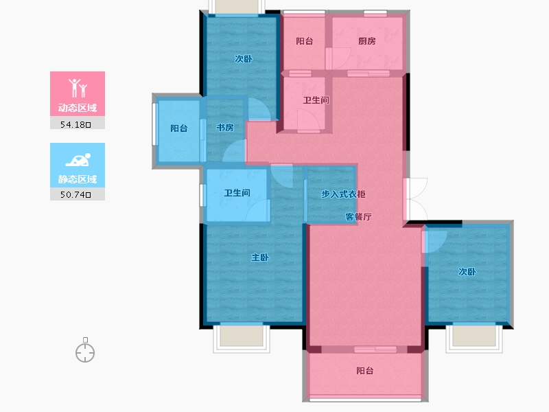 湖北省-天门市-卓尔-80.00-户型库-动静分区