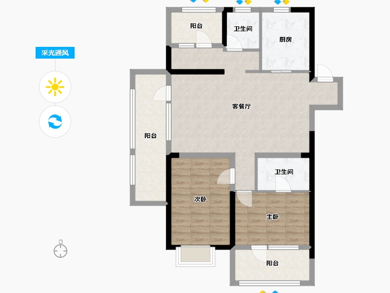 山东省-青岛市-龙湖昱城-95.00-户型库-采光通风