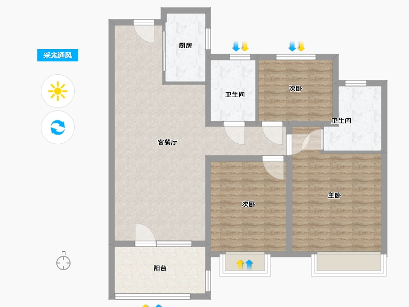 山东省-青岛市-中梁首府-104.00-户型库-采光通风