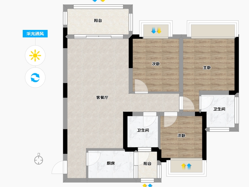 四川省-南充市-滨江学府-104.00-户型库-采光通风