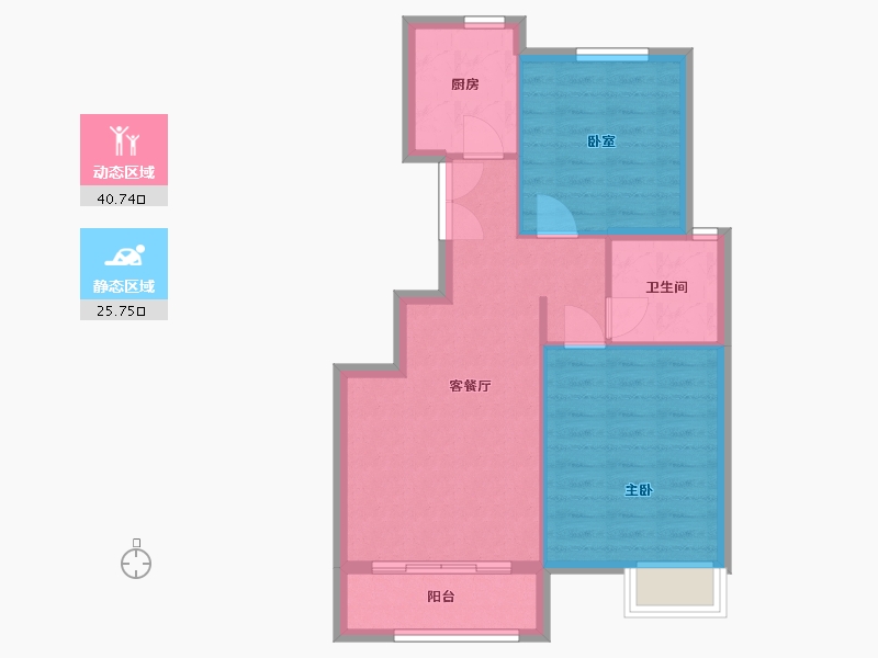 新疆维吾尔自治区-图木舒克市-团昇花园-60.00-户型库-动静分区