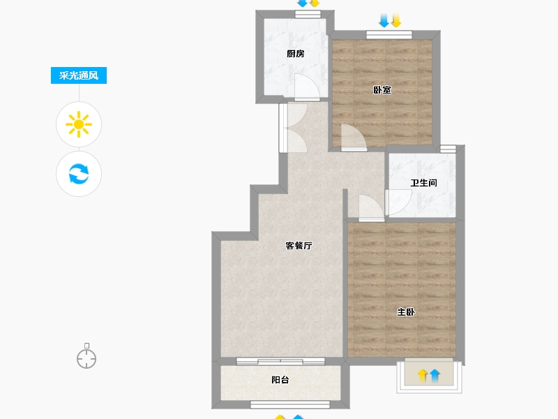 新疆维吾尔自治区-图木舒克市-团昇花园-60.00-户型库-采光通风