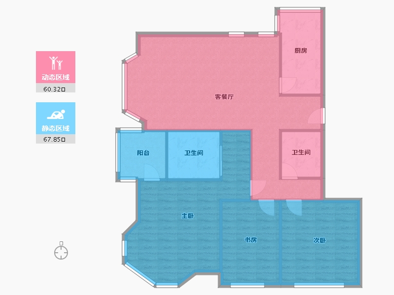 宁夏回族自治区-银川市-星光华住宅区-A区-125.00-户型库-动静分区