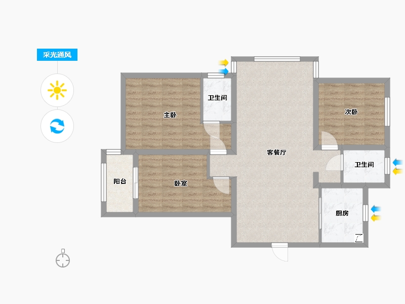 河南省-郑州市-浩创梧桐郡-92.00-户型库-采光通风