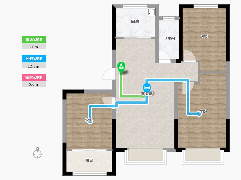 山东省-烟台市-嘉园锦里七号-91.05-户型库-动静线