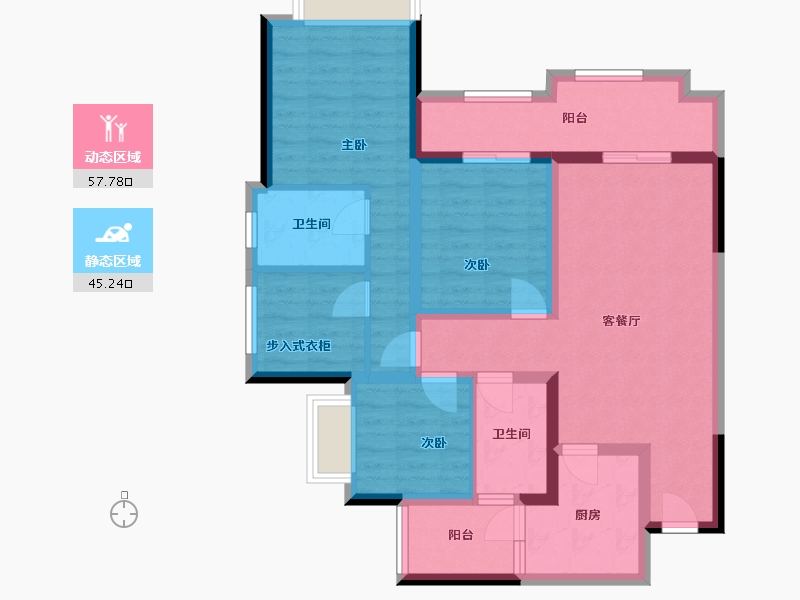 重庆-重庆市-龙湖春江天镜-102.82-户型库-动静分区