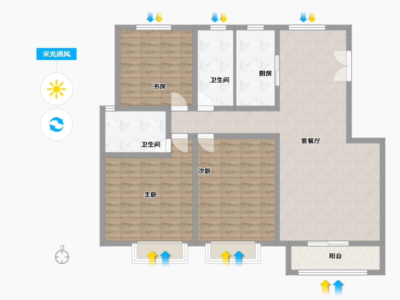 甘肃省-兰州市-瑞玲名郡-110.00-户型库-采光通风