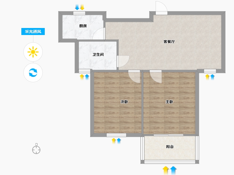 浙江省-嘉兴市-风清云都-69.00-户型库-采光通风