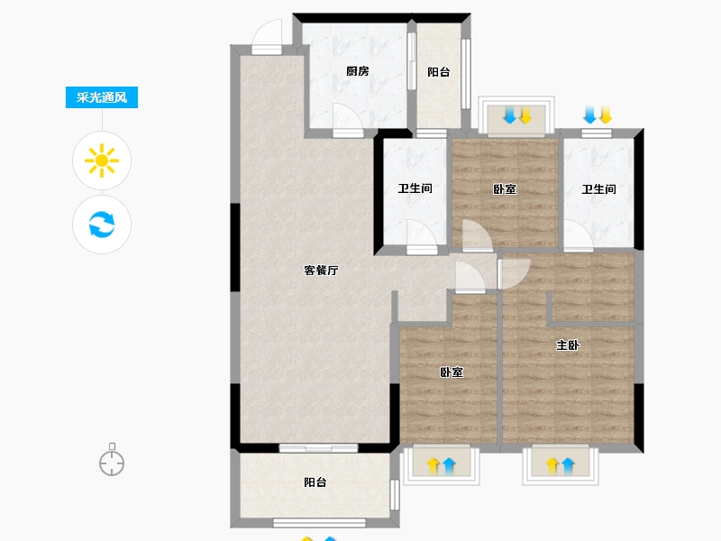 江苏省-泰州市-泰兴恒大悦府-99.00-户型库-采光通风