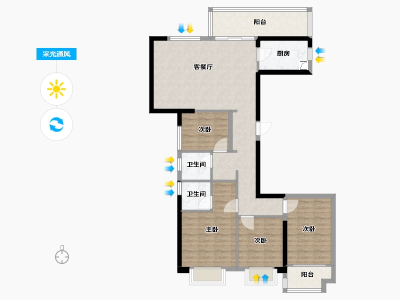 福建省-泉州市-金龙壹号-96.43-户型库-采光通风