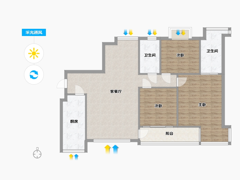 浙江省-杭州市-康锦苑-118.00-户型库-采光通风