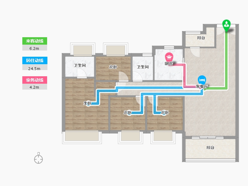 湖北省-武汉市-龙湖春江彼岸-130.00-户型库-动静线