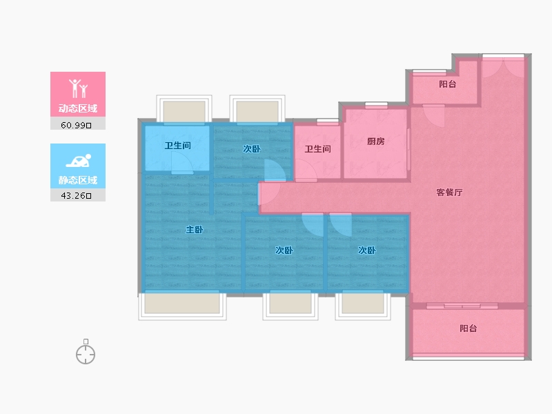 湖北省-武汉市-龙湖春江彼岸-130.00-户型库-动静分区