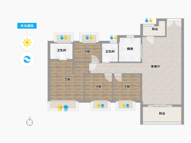 湖北省-武汉市-龙湖春江彼岸-130.00-户型库-采光通风