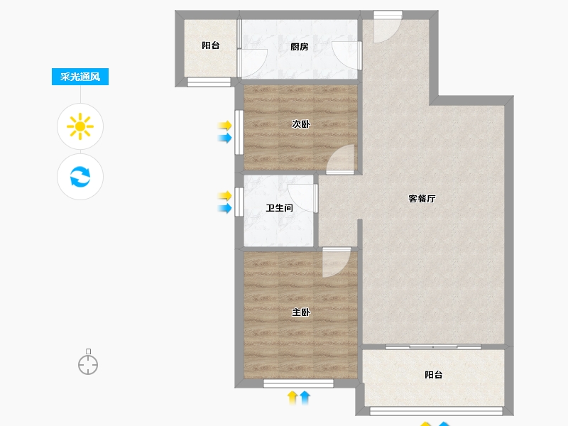 湖南省-长沙市-阳光100后海-83.00-户型库-采光通风