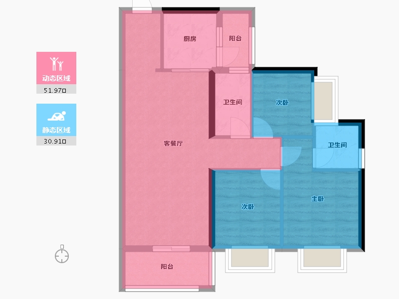 广东省-东莞市-旗云花园-96.00-户型库-动静分区