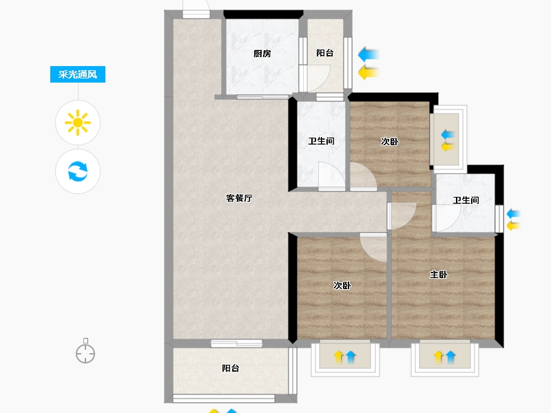 广东省-东莞市-旗云花园-96.00-户型库-采光通风