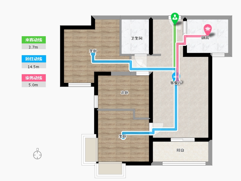 陕西省-西安市-沣华熙城-76.00-户型库-动静线