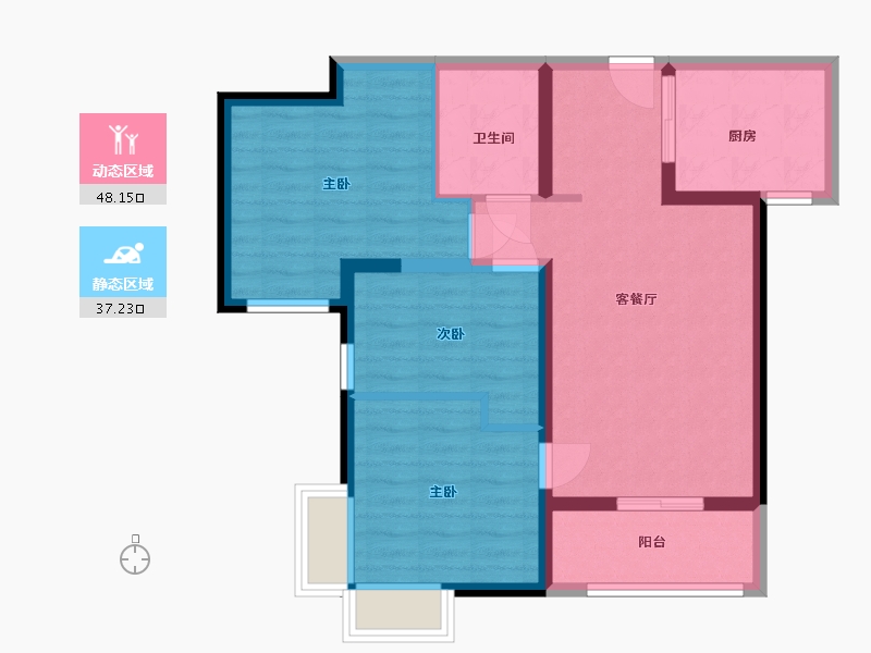 陕西省-西安市-沣华熙城-76.00-户型库-动静分区