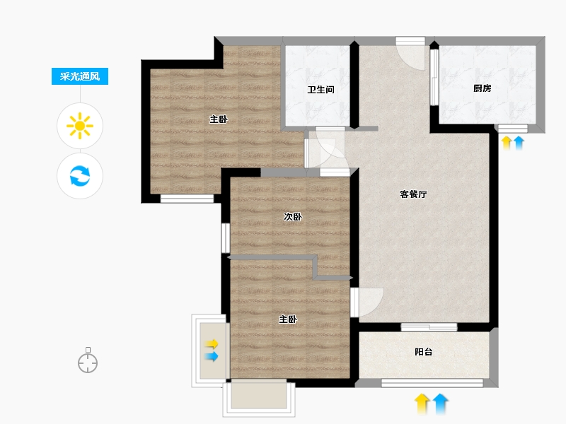 陕西省-西安市-沣华熙城-76.00-户型库-采光通风