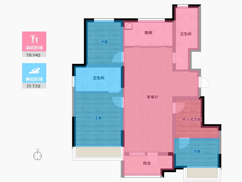 山东省-烟台市-世茂揽樾-82.23-户型库-动静分区