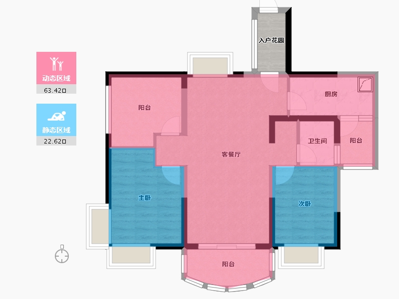 湖南省-长沙市-保利麓谷林语-F区-90.00-户型库-动静分区