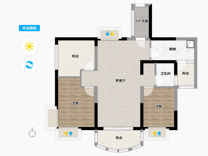 湖南省-长沙市-保利麓谷林语-F区-90.00-户型库-采光通风