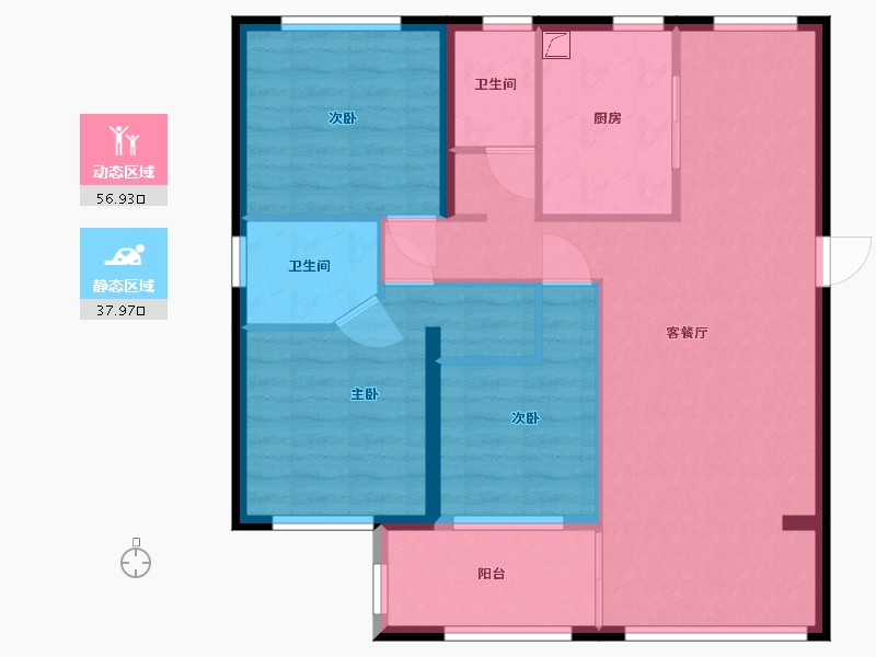 福建省-福州市-璀璨天元-85.00-户型库-动静分区