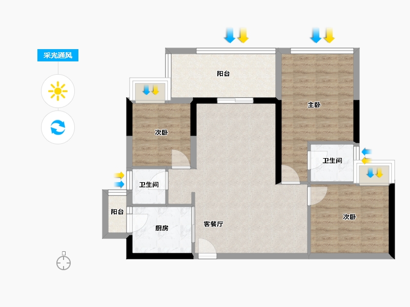 四川省-南充市-北城御景-85.00-户型库-采光通风