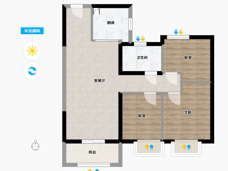 山东省-德州市-保利城-74.00-户型库-采光通风