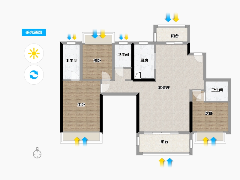 湖南省-永州市-宏一珊瑚海-116.95-户型库-采光通风