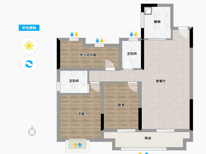 浙江省-嘉兴市-滨江花园-110.00-户型库-采光通风