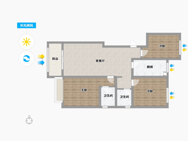 陕西省-咸阳市-公园里-138.00-户型库-采光通风