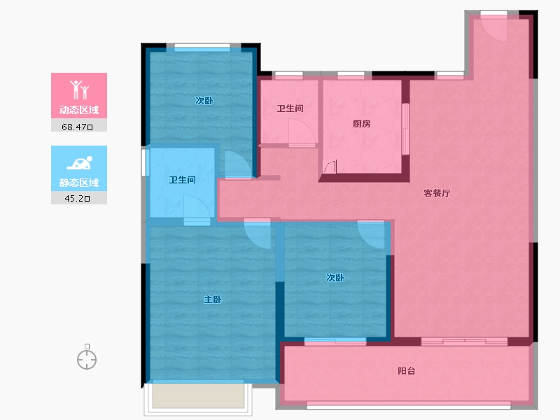 安徽省-淮北市-理想城-102.00-户型库-动静分区