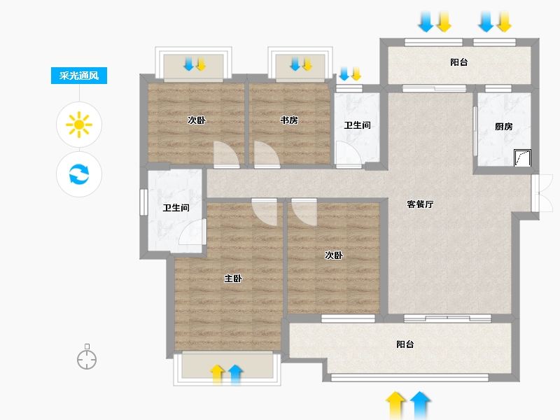 福建省-泉州市-城建水墨华庭-92.48-户型库-采光通风