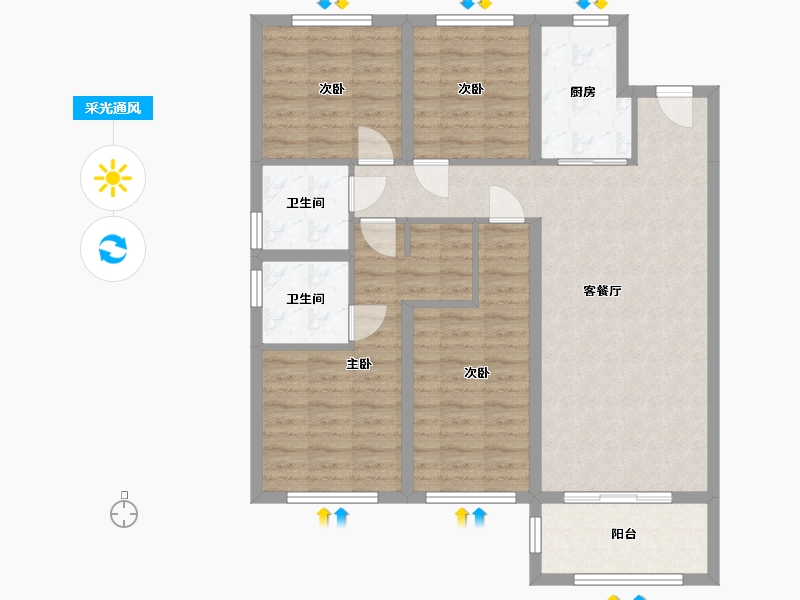 云南省-昆明市-中南碧桂园樾府-126.00-户型库-采光通风