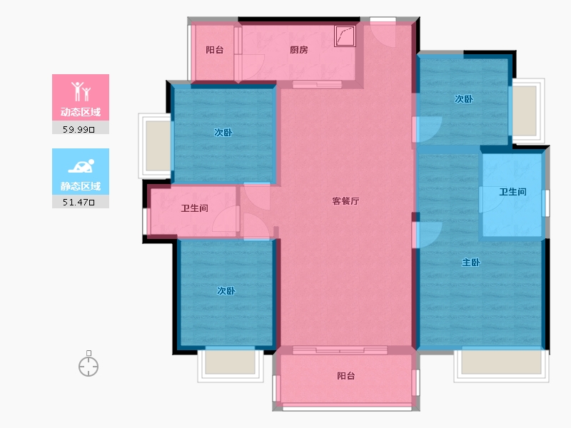 广东省-汕尾市-华润万象天地二期-105.93-户型库-动静分区