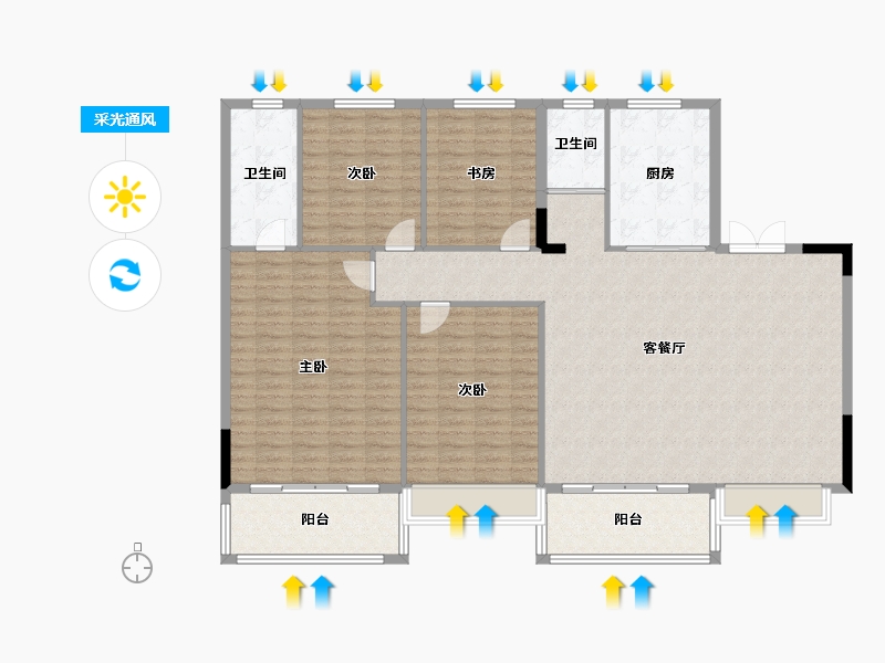 河南省-焦作市-碧桂园-155.00-户型库-采光通风