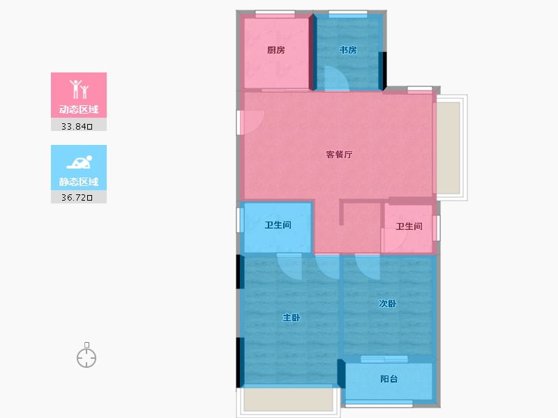 浙江省-温州市-桂语榕庭-66.90-户型库-动静分区