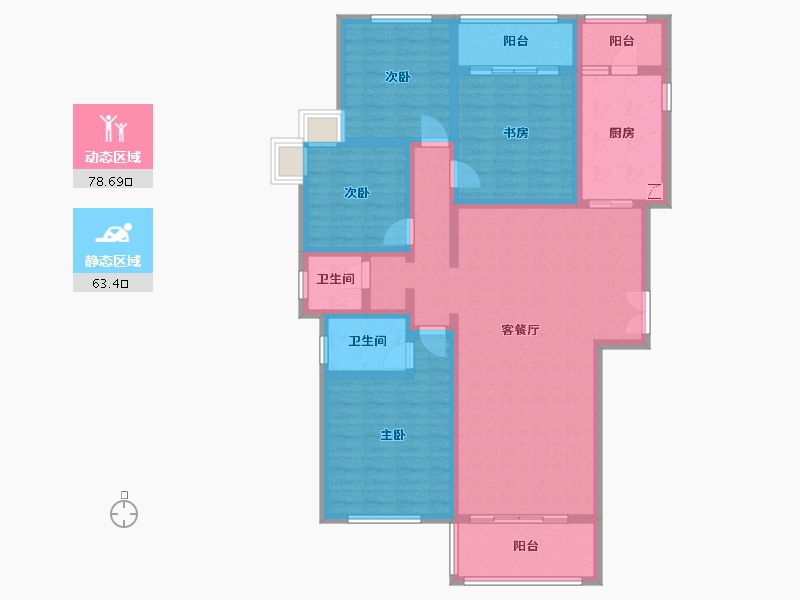 陕西省-汉中市-大汉城邦-137.00-户型库-动静分区