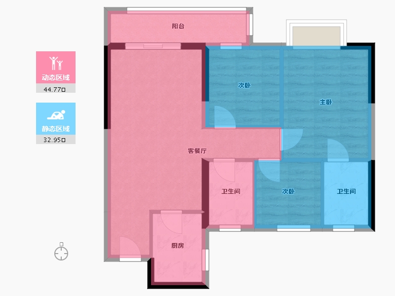 湖北省-武汉市-路劲时代·天悦-80.00-户型库-动静分区