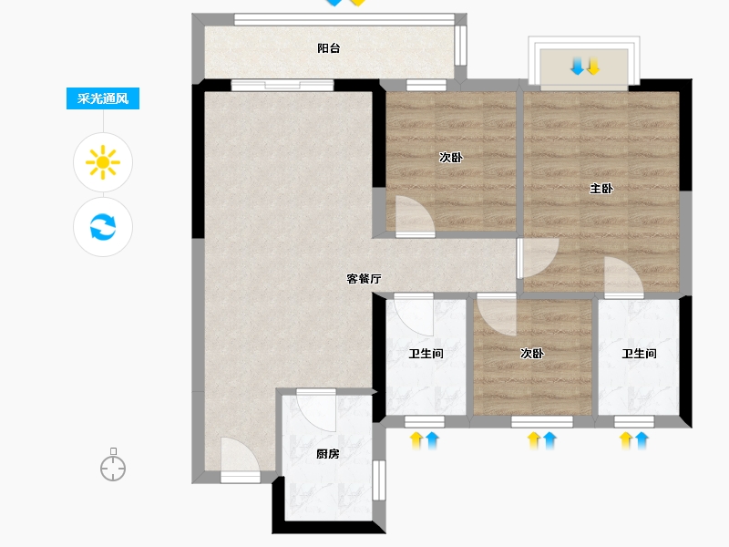 湖北省-武汉市-路劲时代·天悦-80.00-户型库-采光通风