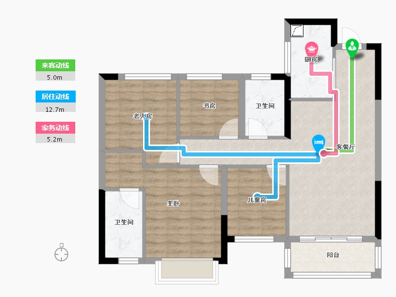 湖南省-长沙市-保利堂悦-88.73-户型库-动静线