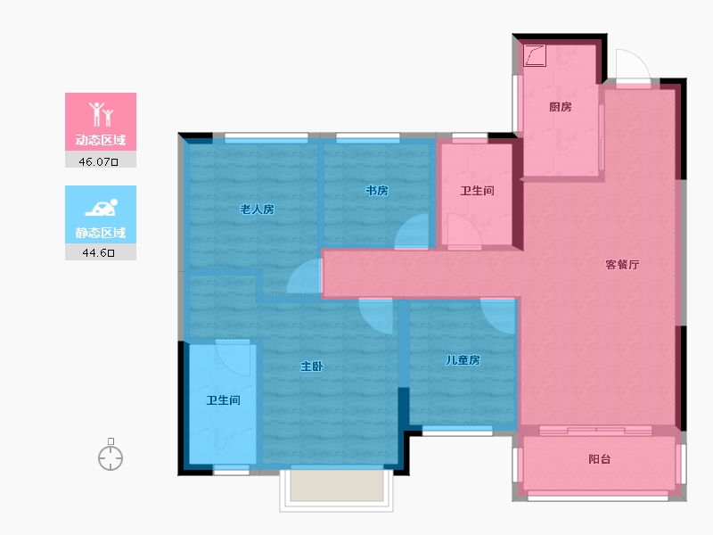 湖南省-长沙市-保利堂悦-88.73-户型库-动静分区