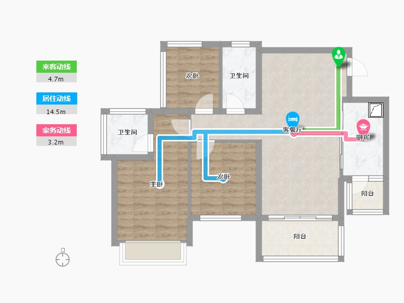 四川省-南充市-翡翠城二区紫曦府-75.00-户型库-动静线